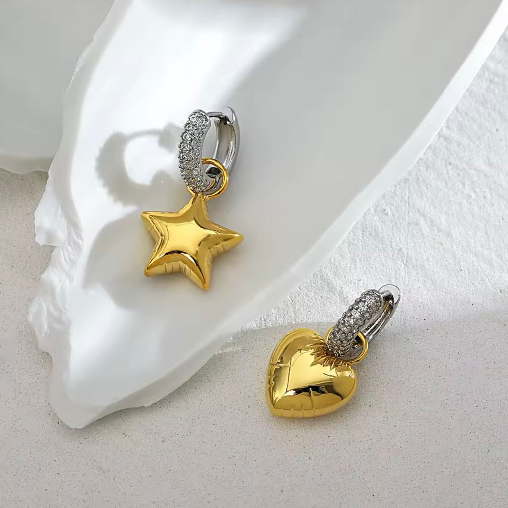 Aretes Heart And Star
