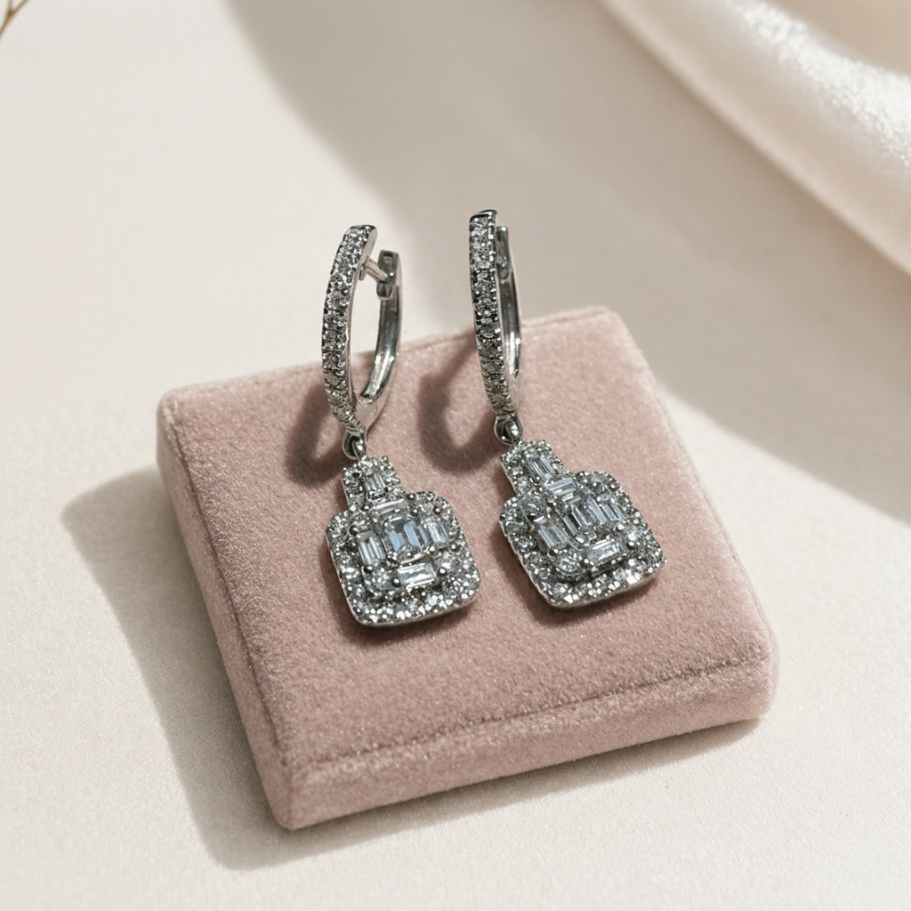 Aretes Drop Diamantes Naturales