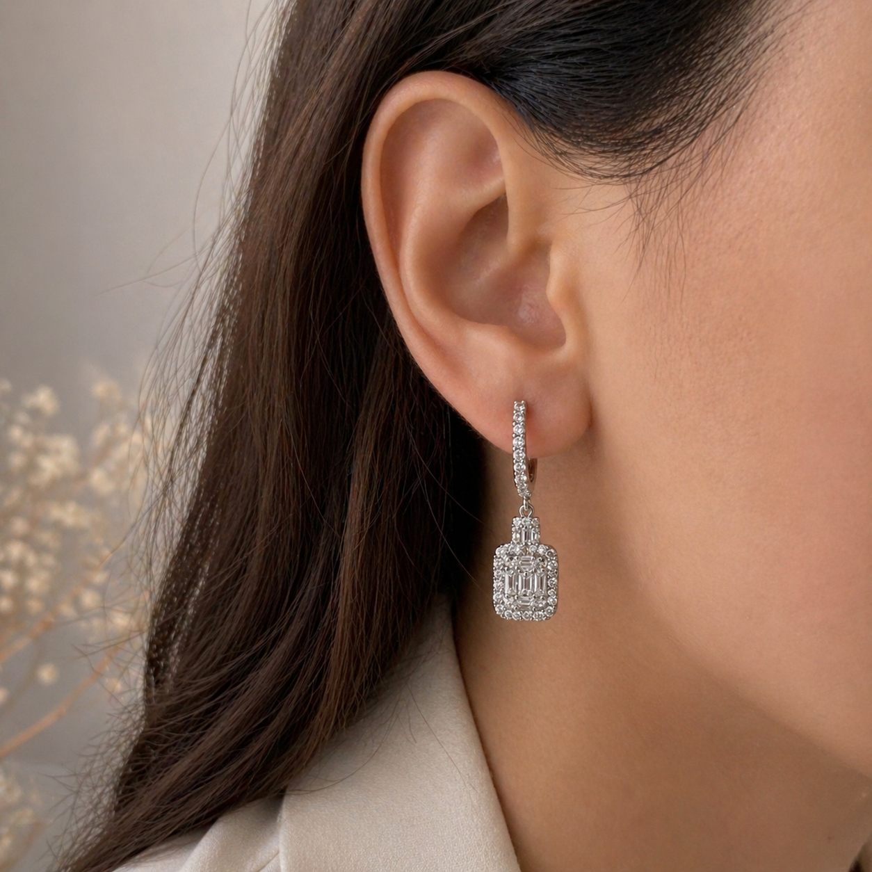Aretes Drop Diamantes Naturales