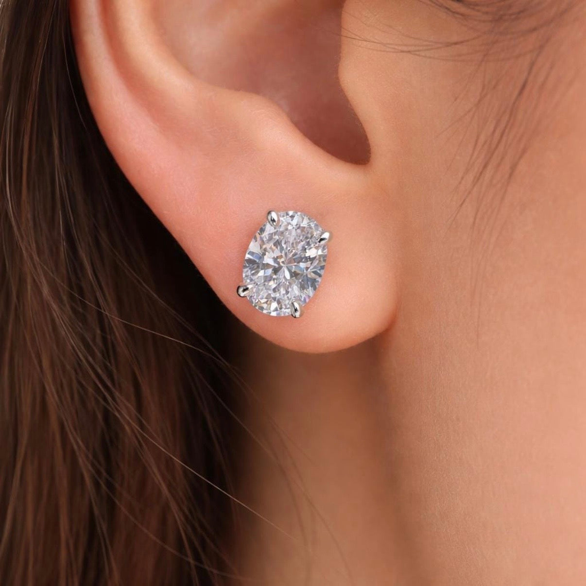 Aretes Solitario Oval