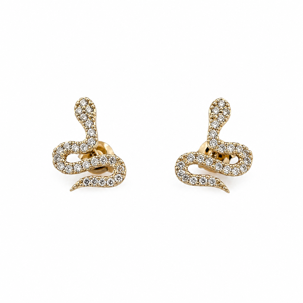 Aretes De Serpiente En Oro 14K