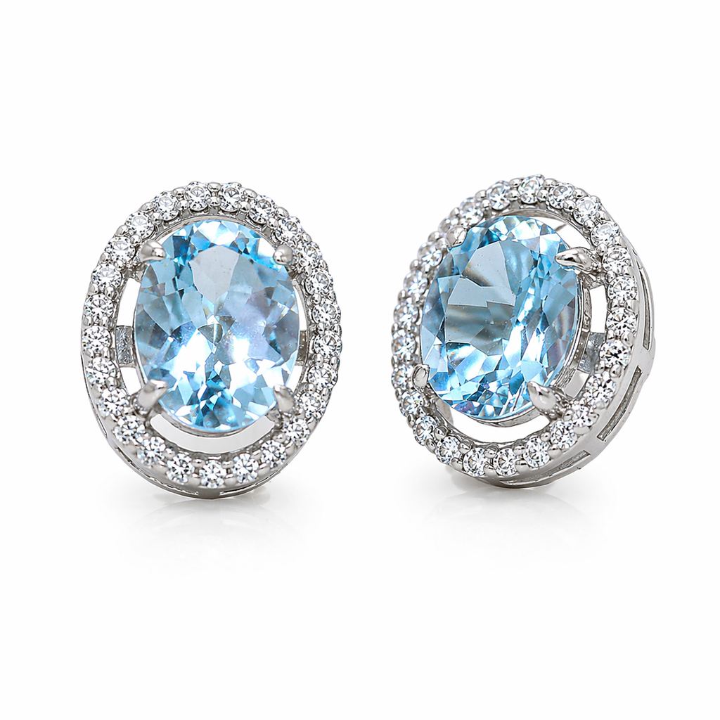 Aretes Aquamarine Halo