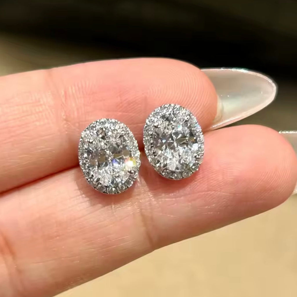 Aretes Halo Oval Moissanite