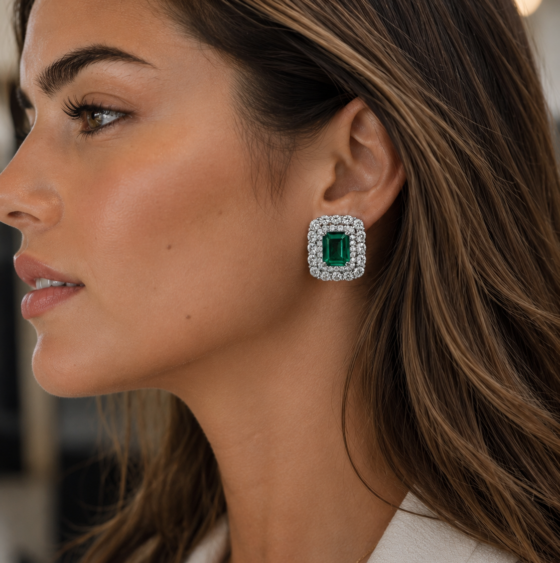 Aretes Esmeralda Halo