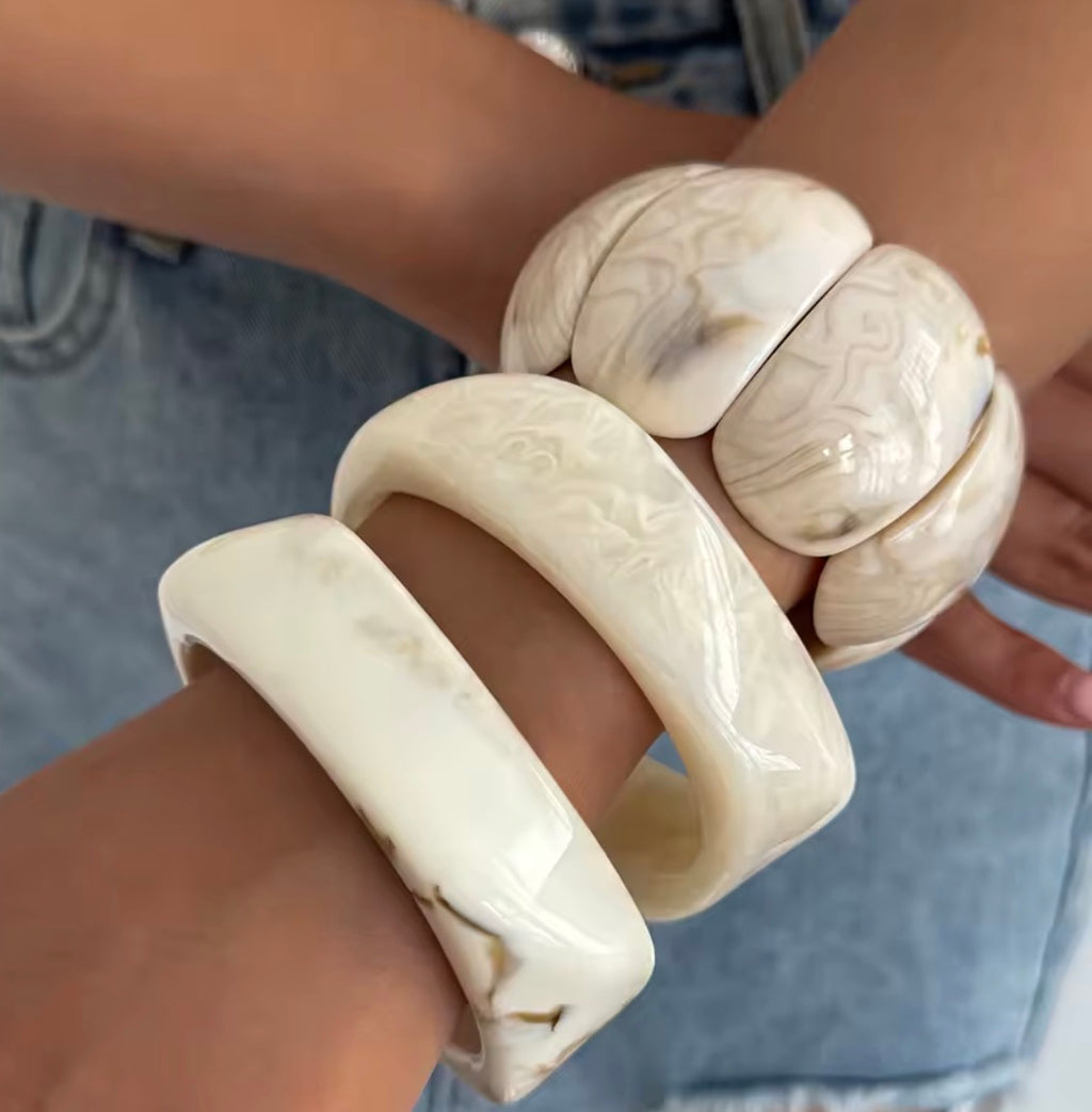 Set De Pulseras Marfil
