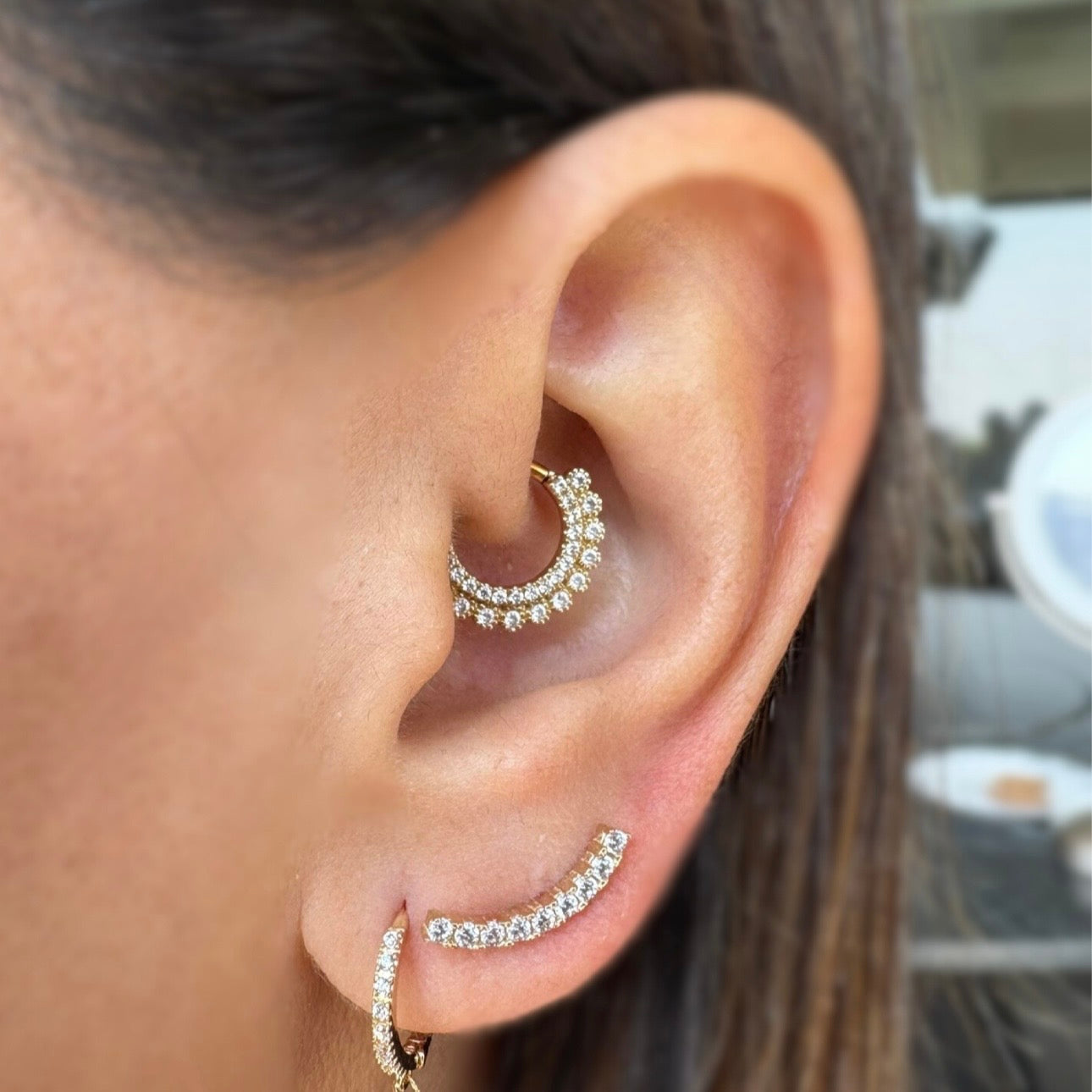 Aretes Curve De Oro 14K