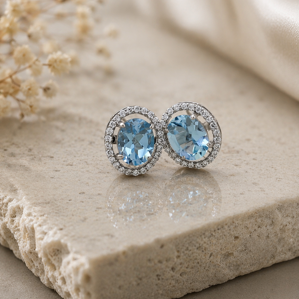 Aretes Aquamarine Halo