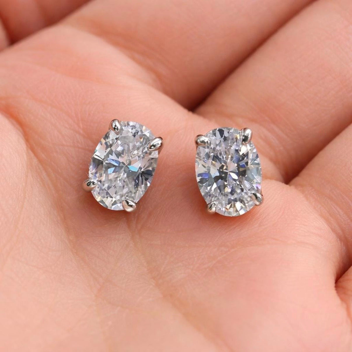 Aretes Solitario Oval