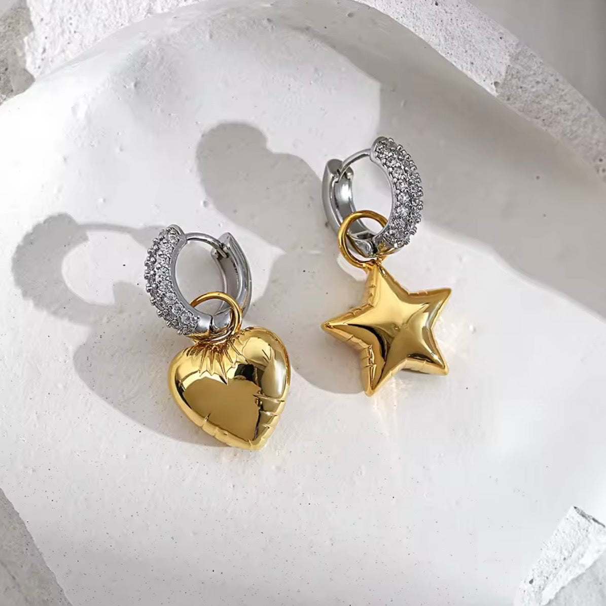 Aretes Heart And Star