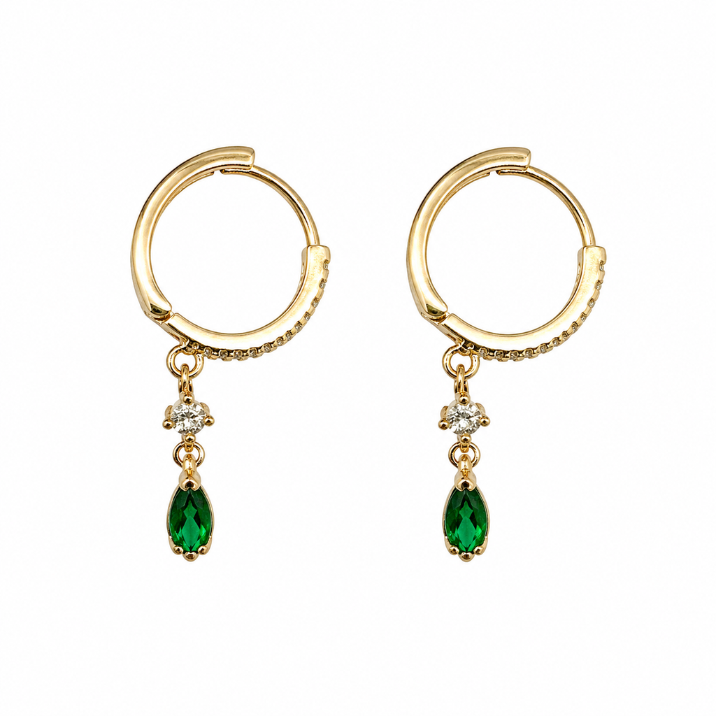 Aretes Colgantes Piedra Verde