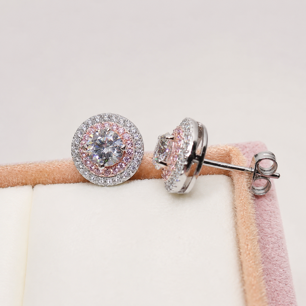 Aretes Rosa Halo