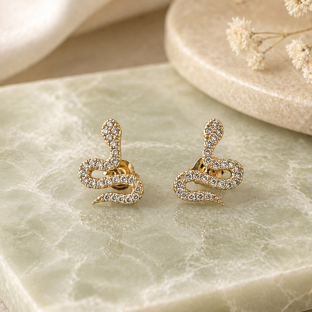 Aretes De Serpiente En Oro 14K