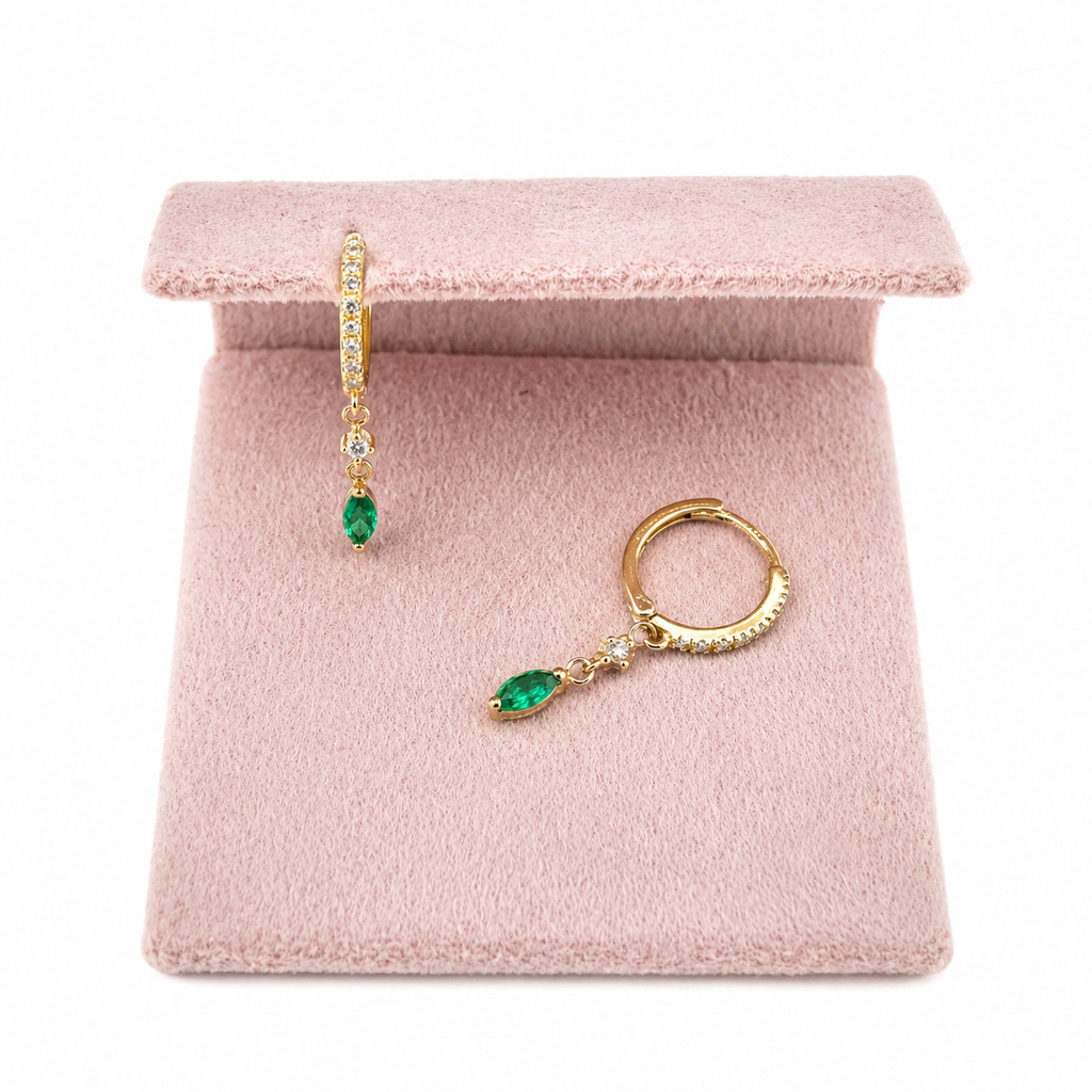 Aretes Colgantes Piedra Verde