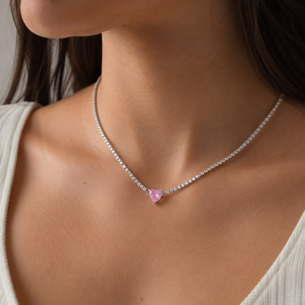 Collar Pink Heart Tennis