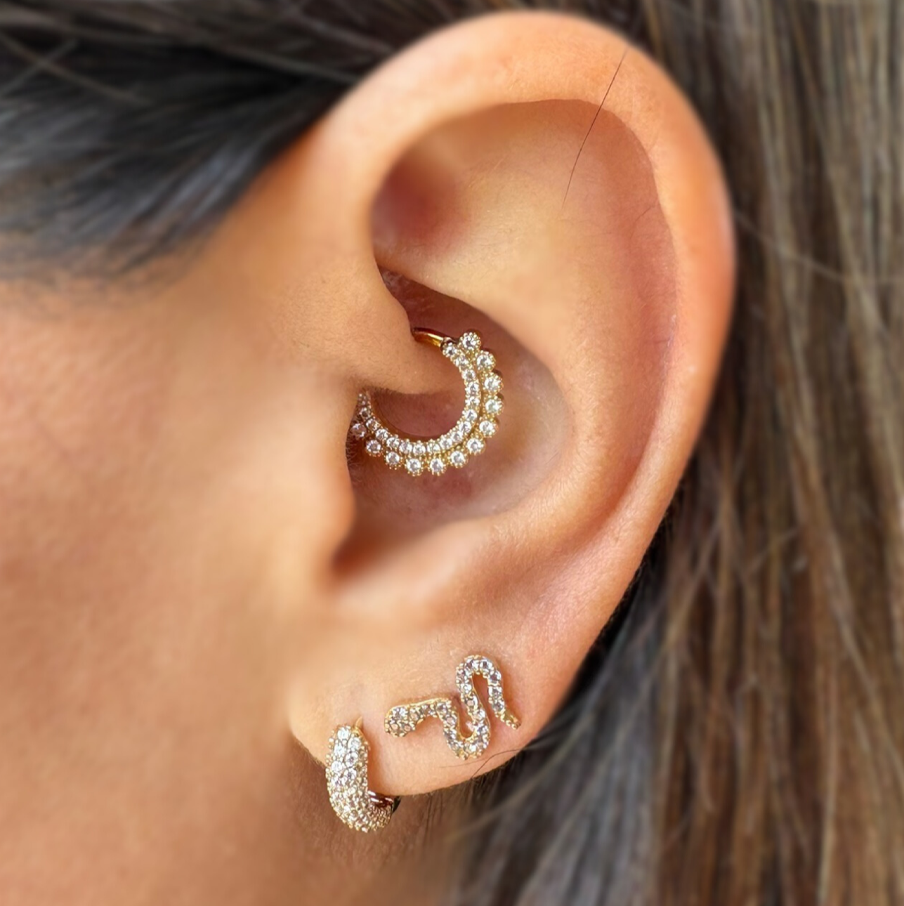 Aretes De Serpiente En Oro 14K