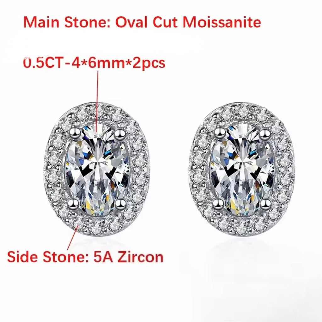 Aretes Halo Oval Moissanite