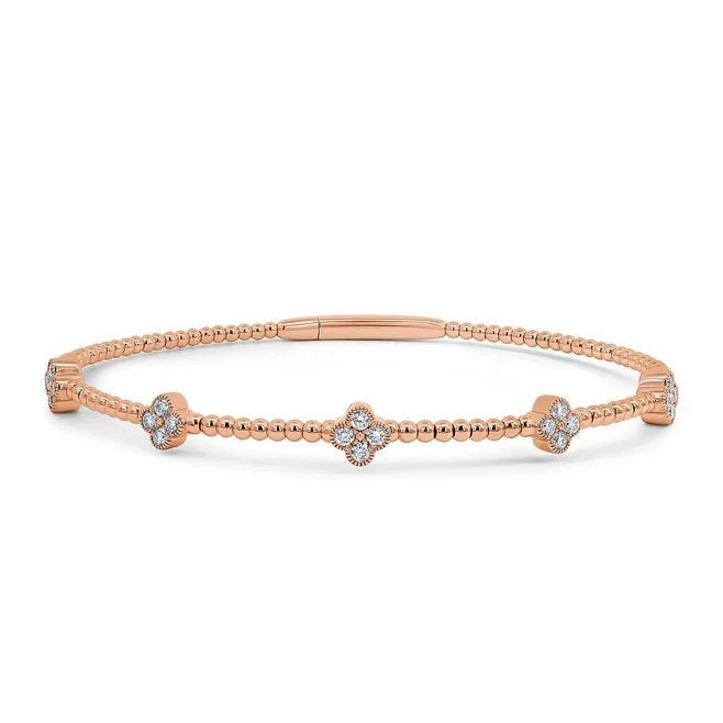 Pulsera De Diamantes Brazalete Flexible 14K