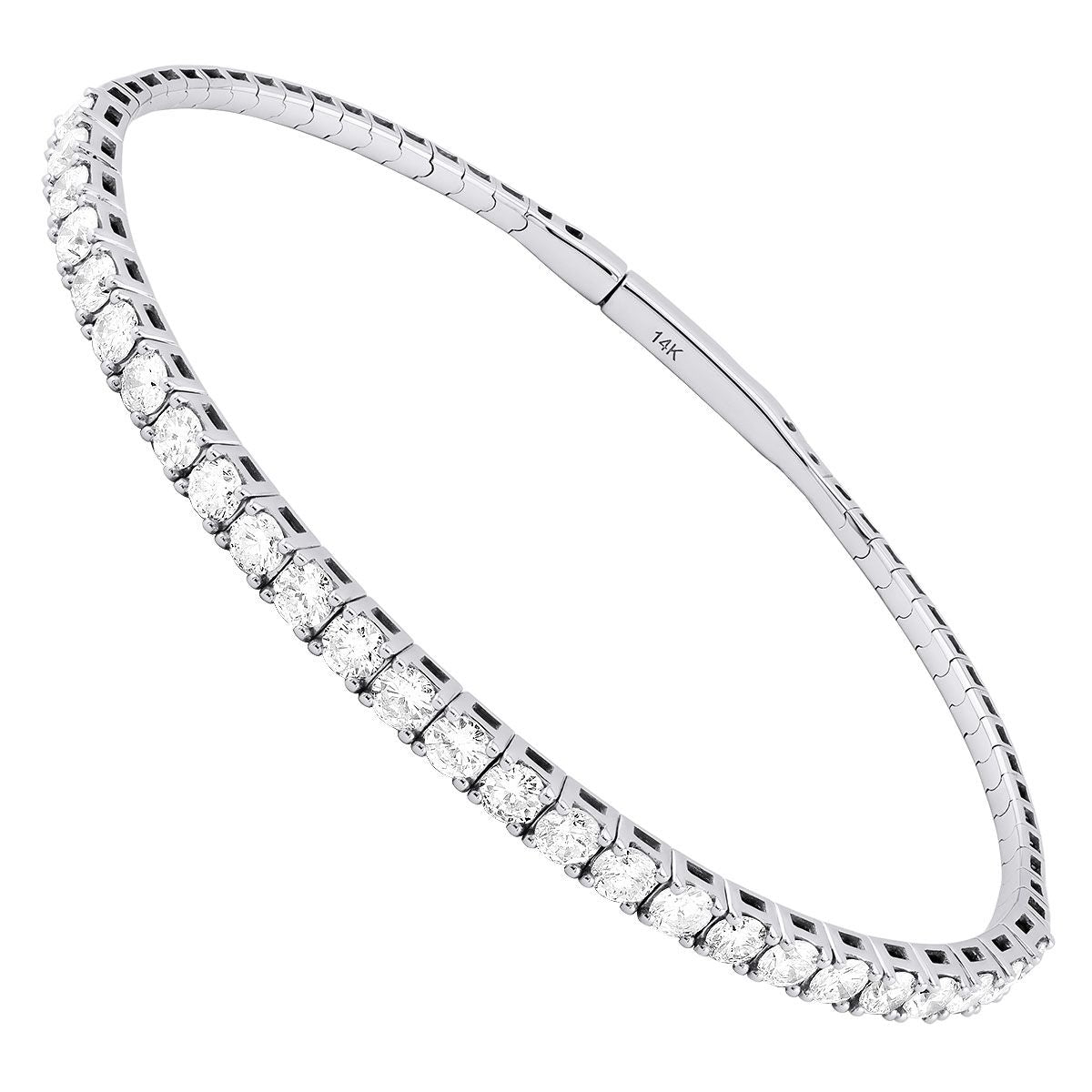 Pulsera Flexible Y Fina De Diamantes