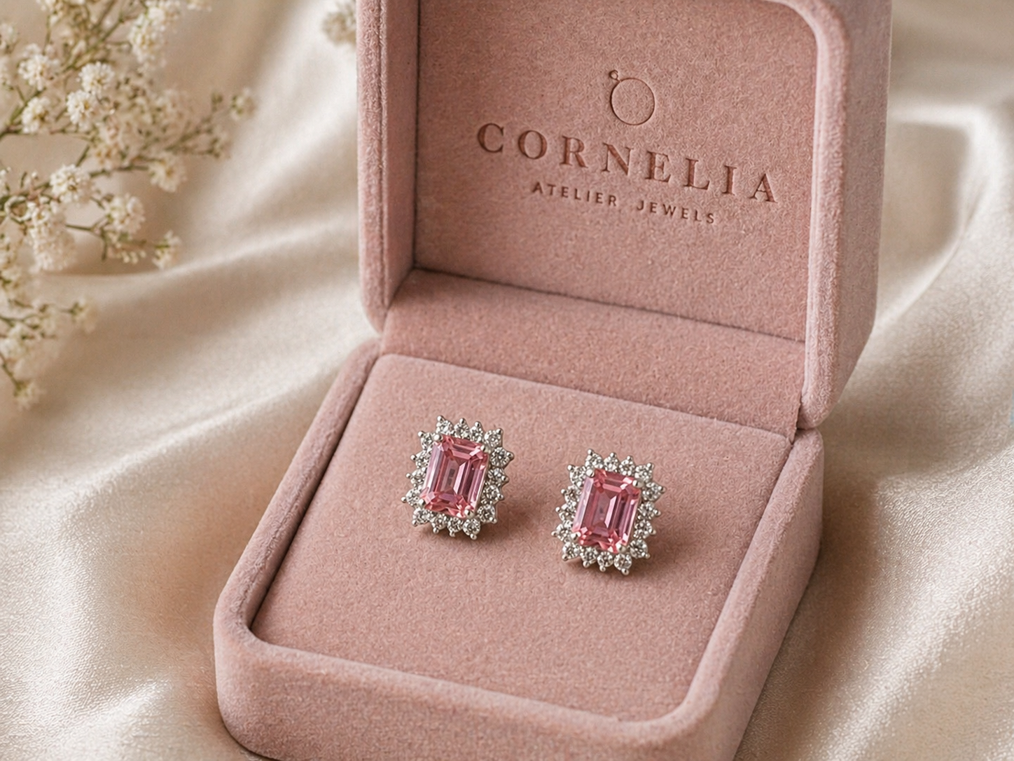 Aretes Zafiro Rosa