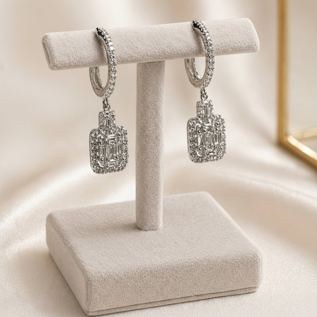 Aretes Drop Diamantes Naturales