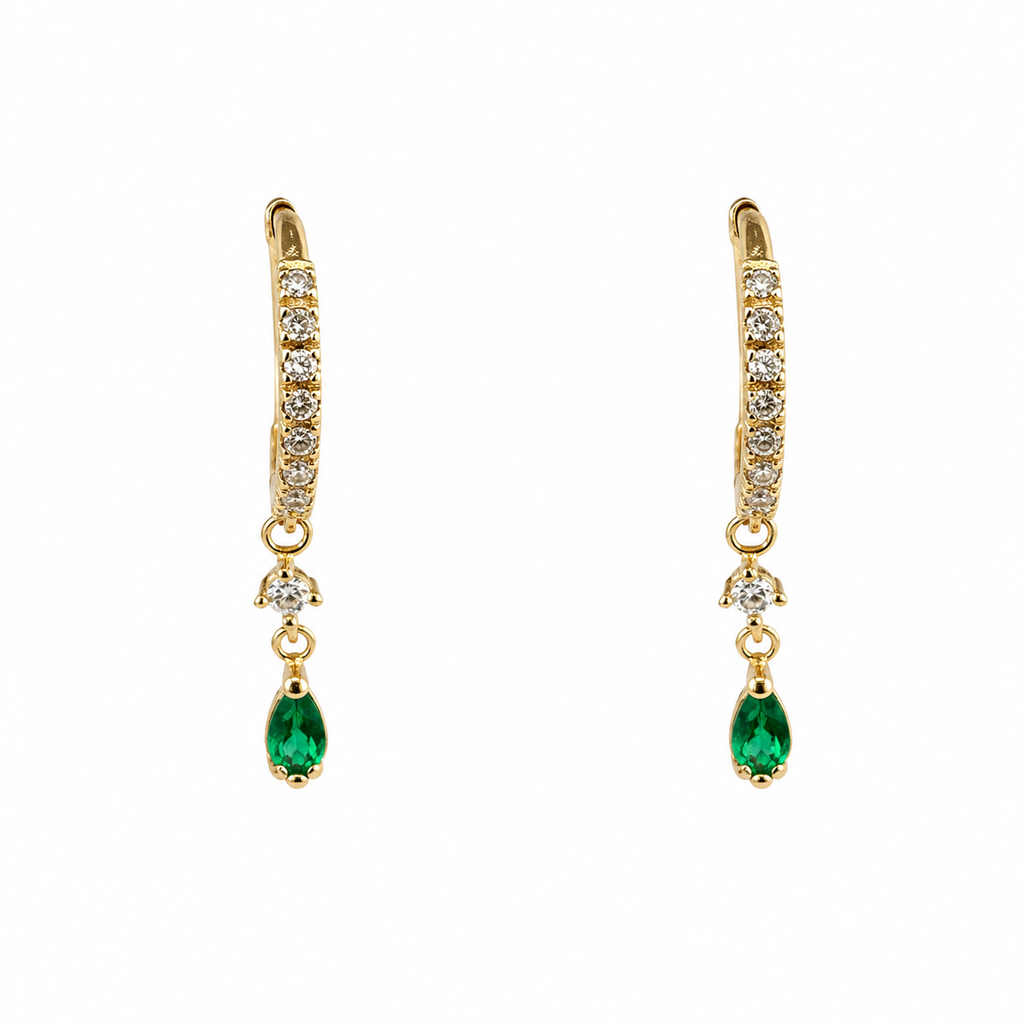 Aretes Colgantes Piedra Verde