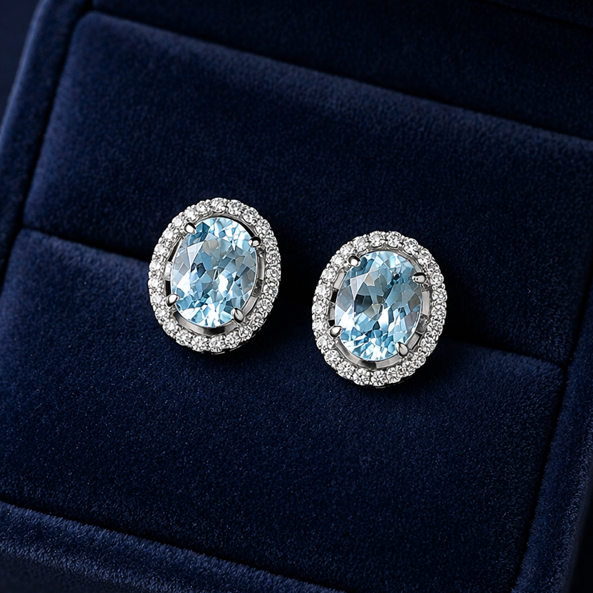 Aretes Aquamarine Halo