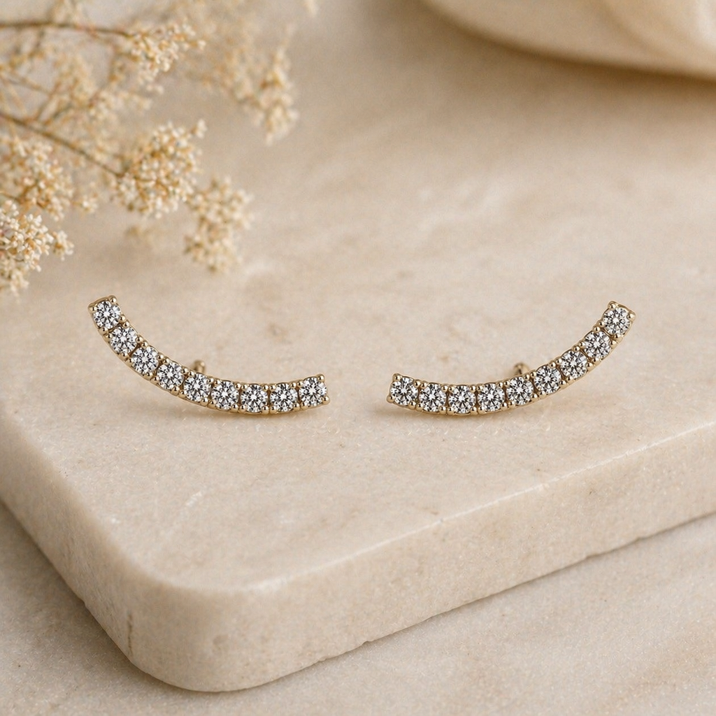 Aretes Curve De Oro 14K