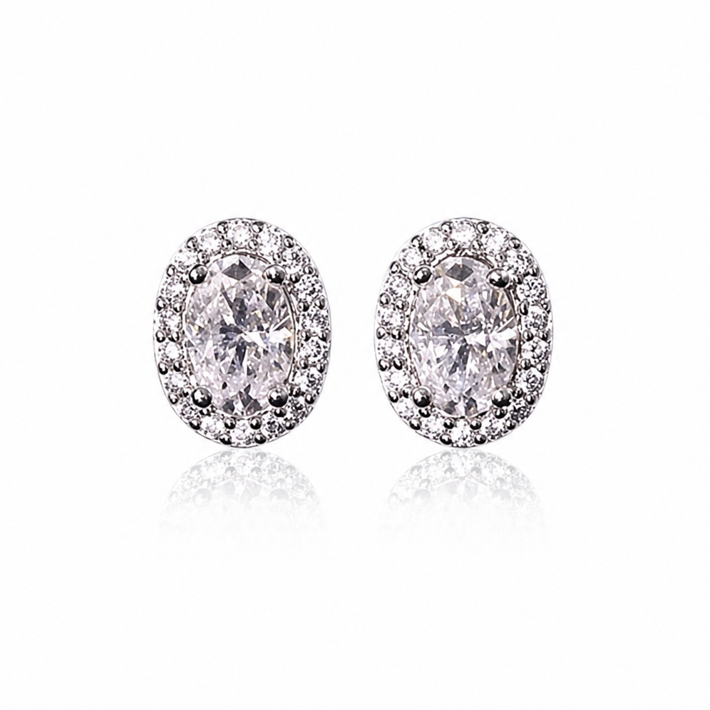 Aretes Halo Oval Moissanite