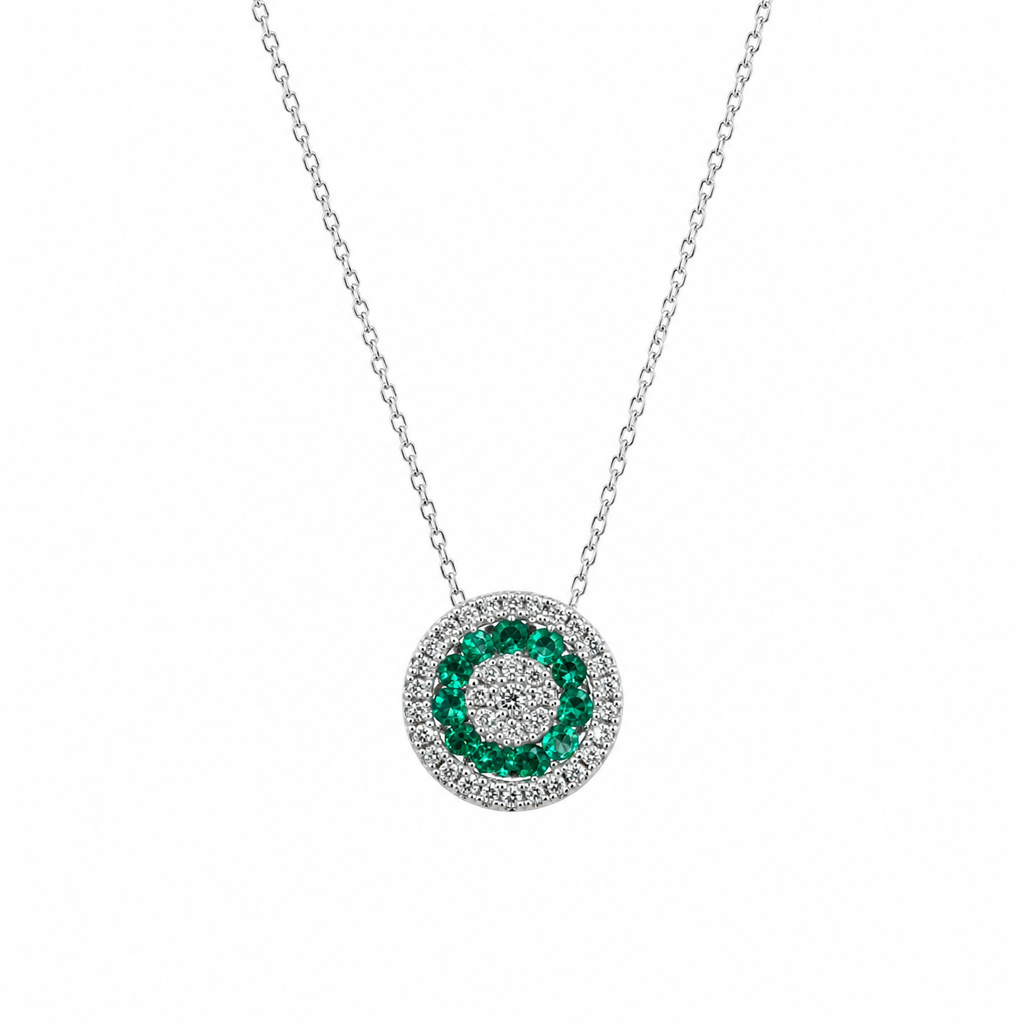 Collar Emerald Halo Diamond