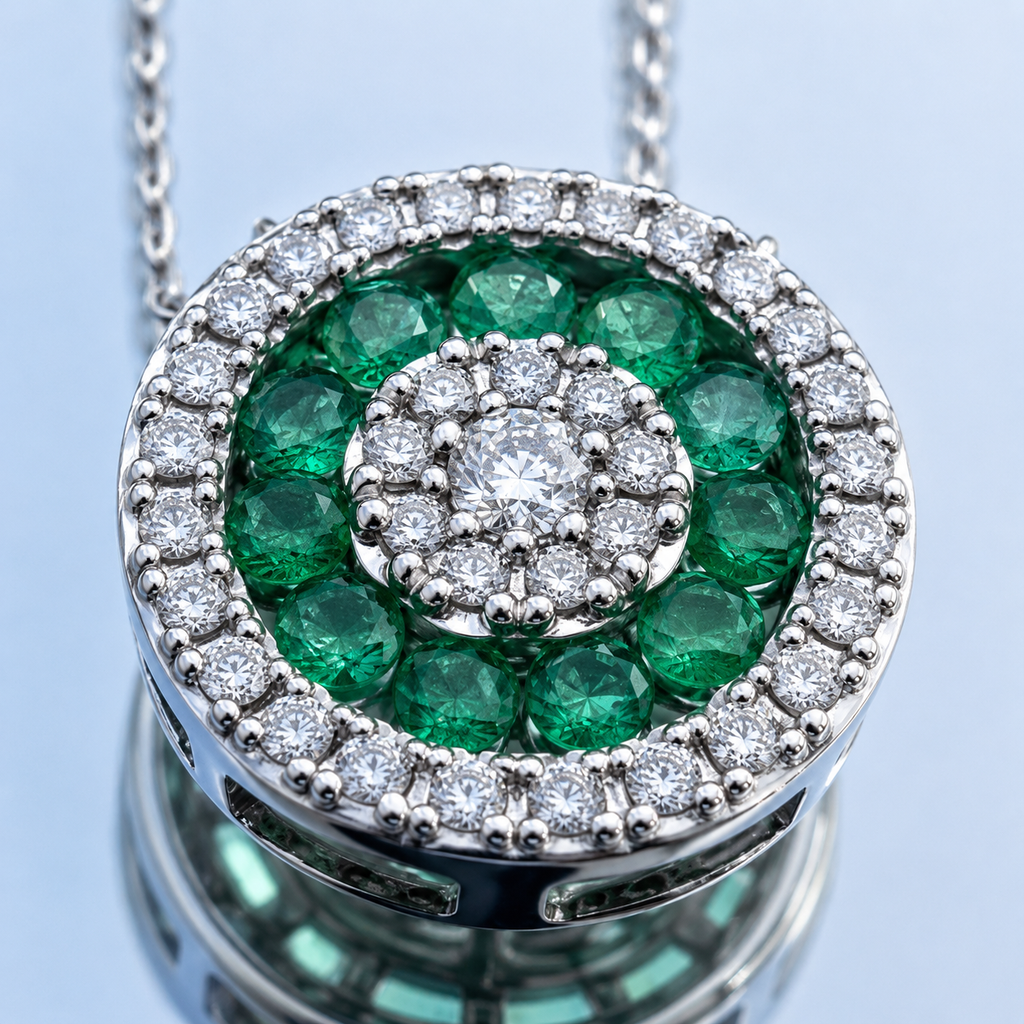 Collar Emerald Halo Diamond