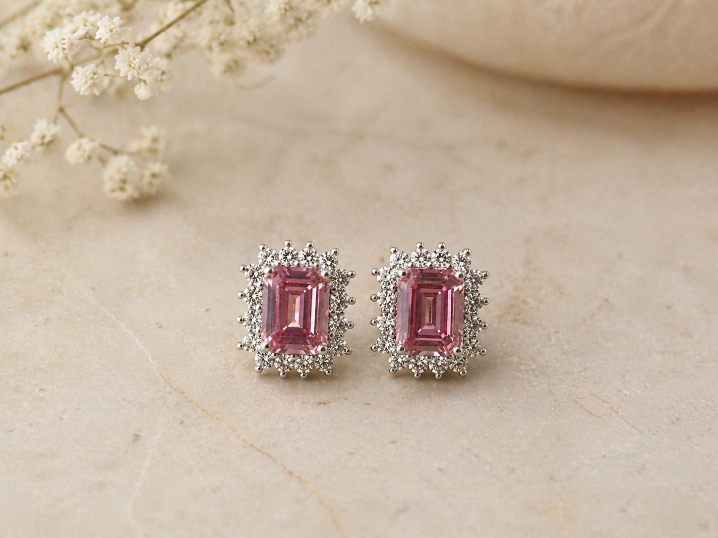 Aretes Zafiro Rosa